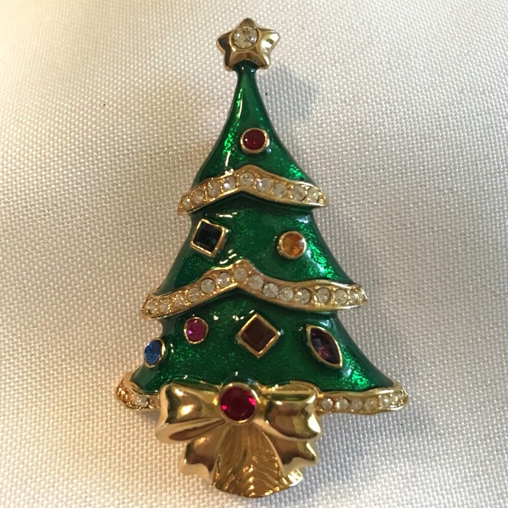 Franklin Mint USA Christmas Tree Brooch